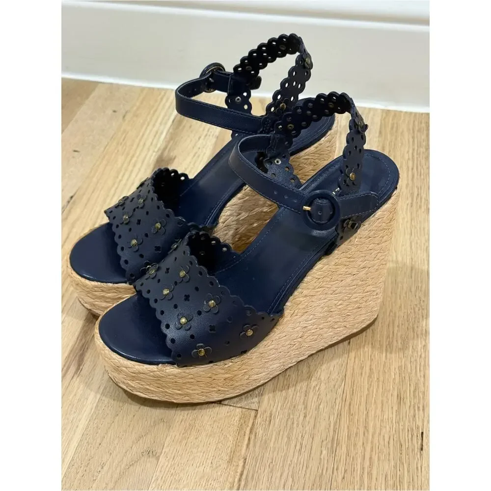 Larroude Jasmine Floral Espadrille Wedge Sandals